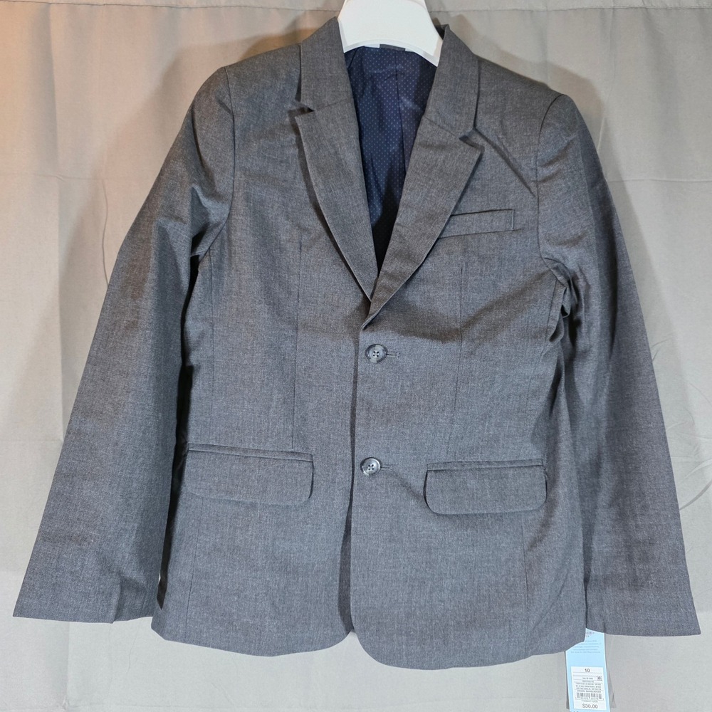 Cat & Jack Boys Grey Suit Jacket Blazer Size 10 Formal Wedding School Recycled